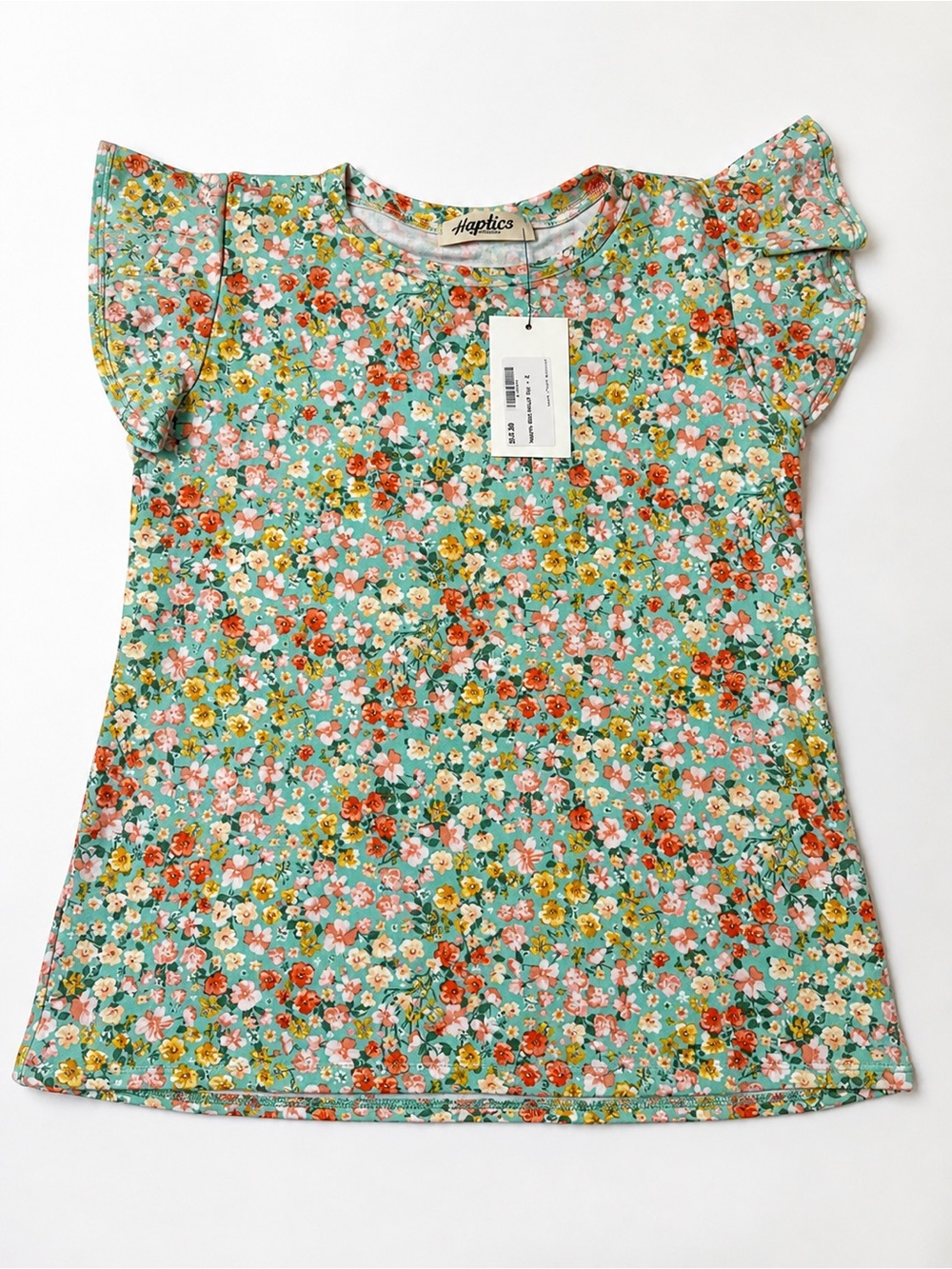 Haptics Mint Floral Flutter-Sleeve